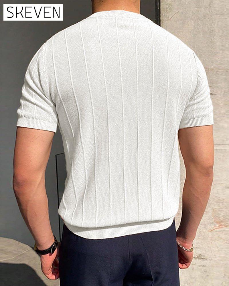 Men's Crew Neck Short Sleeve Breathable Knitted T-Shirt