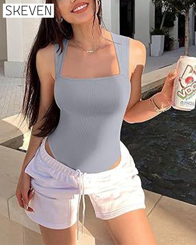 Solid color sleeveless tank bodysuit