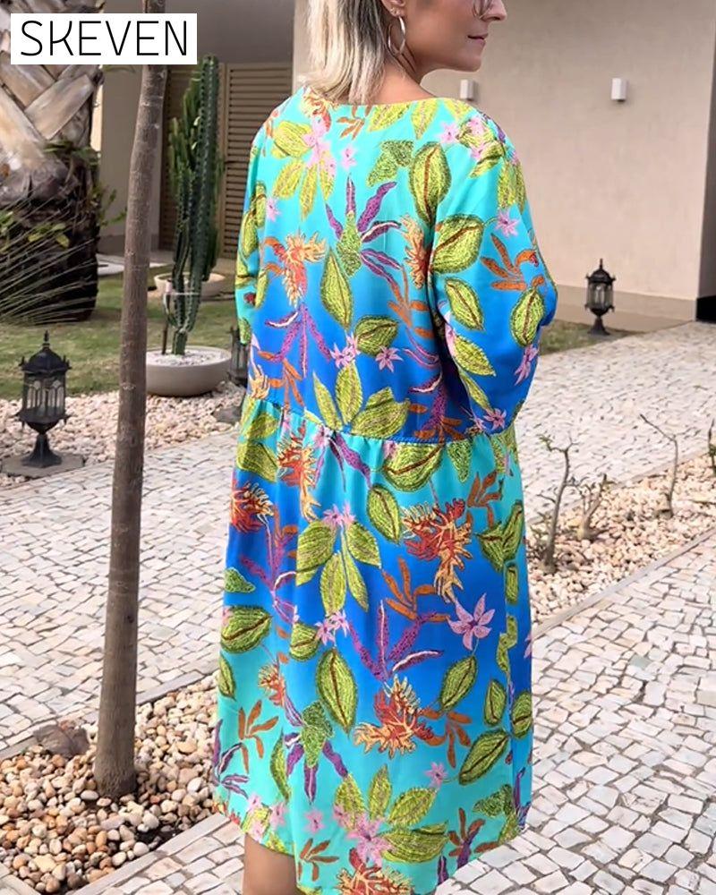 Freizeitkleid mit botanischem Muster
