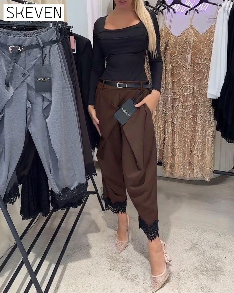 Fashionable Lace Stitching Harem Pants