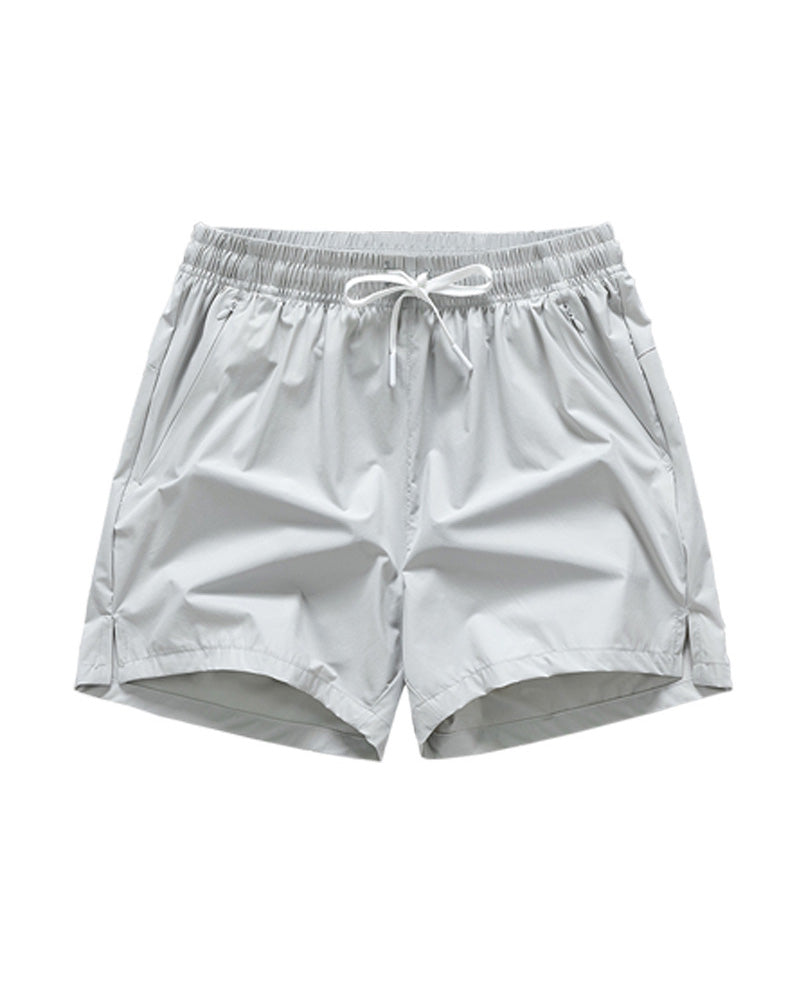 Men Elastic Waist Pocket Quick-Dry Ice Silk Sports Shorts