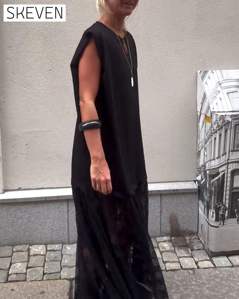 Sleeveless Mesh Patchwork Dress