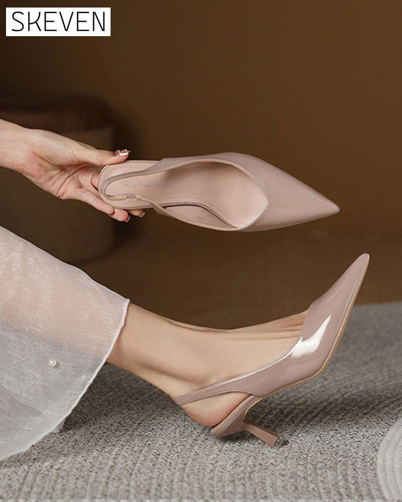 einfarbige, elegante, spitze High Heels