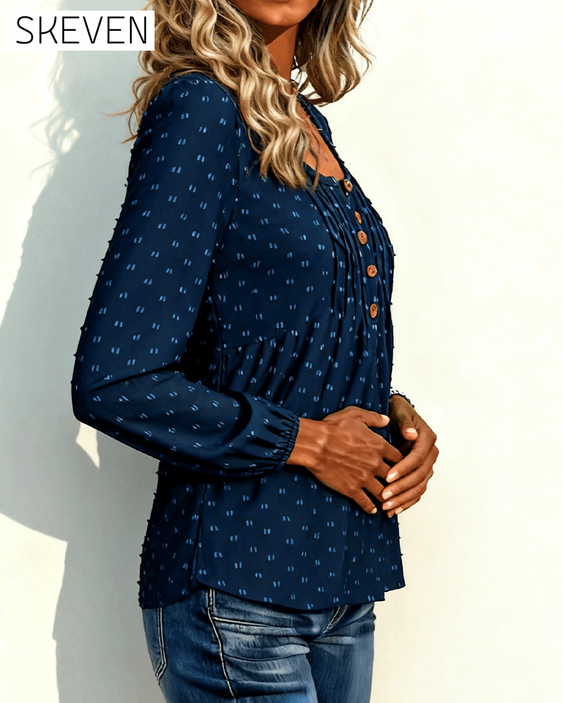 Long-Sleeved Button-Down Collar Stylish Shirt