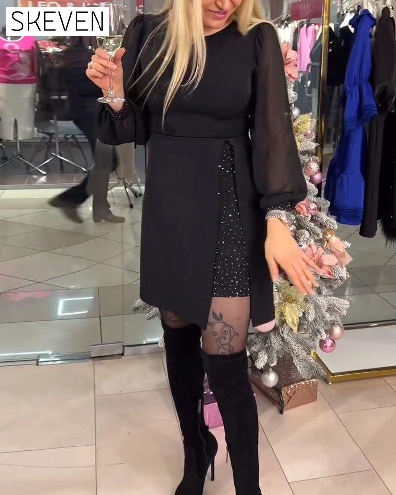 Temperament Splicing Slit Party Dress