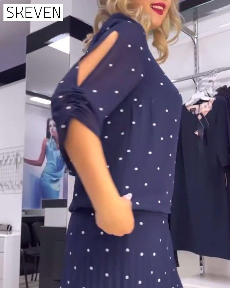 robe décontractée à pois et col rond