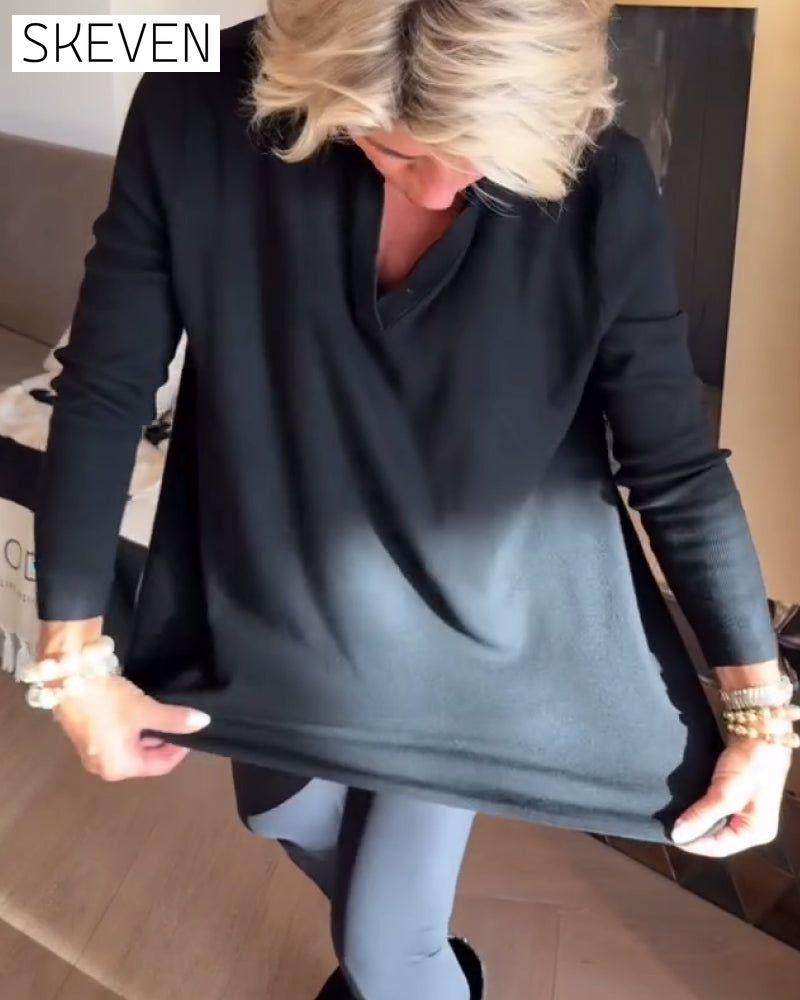Irregular Lapel Long-Sleeved Top