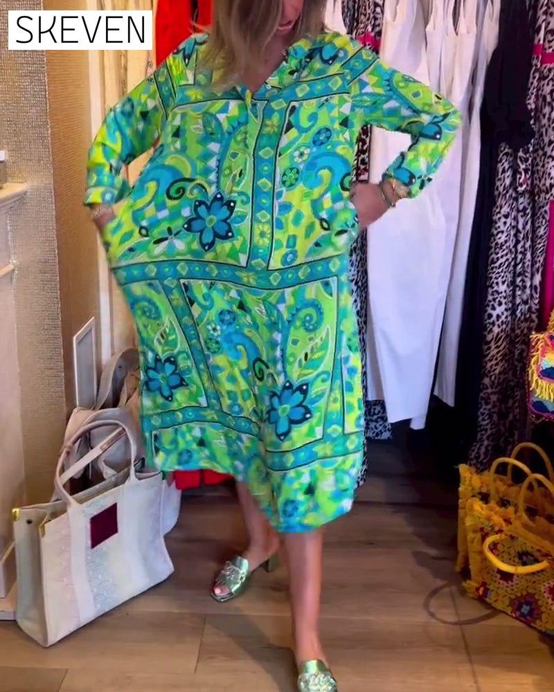 Loose printed pocket dress