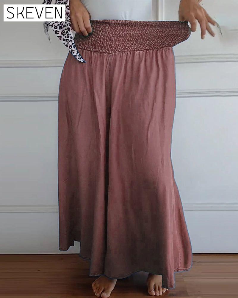 Elastic waist wide leg pants