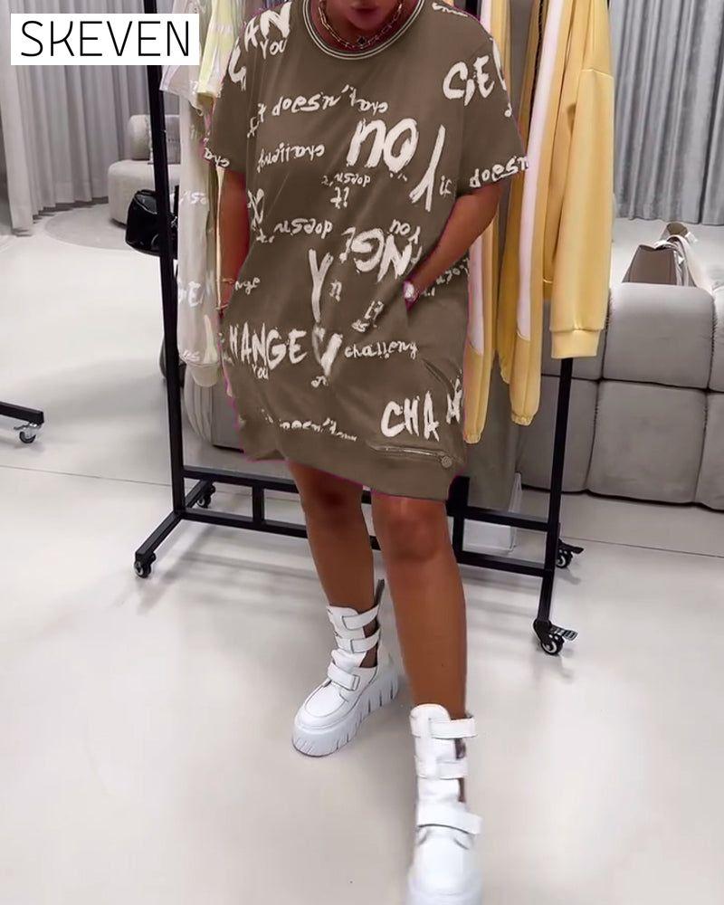 Loose Letter Print Dress
