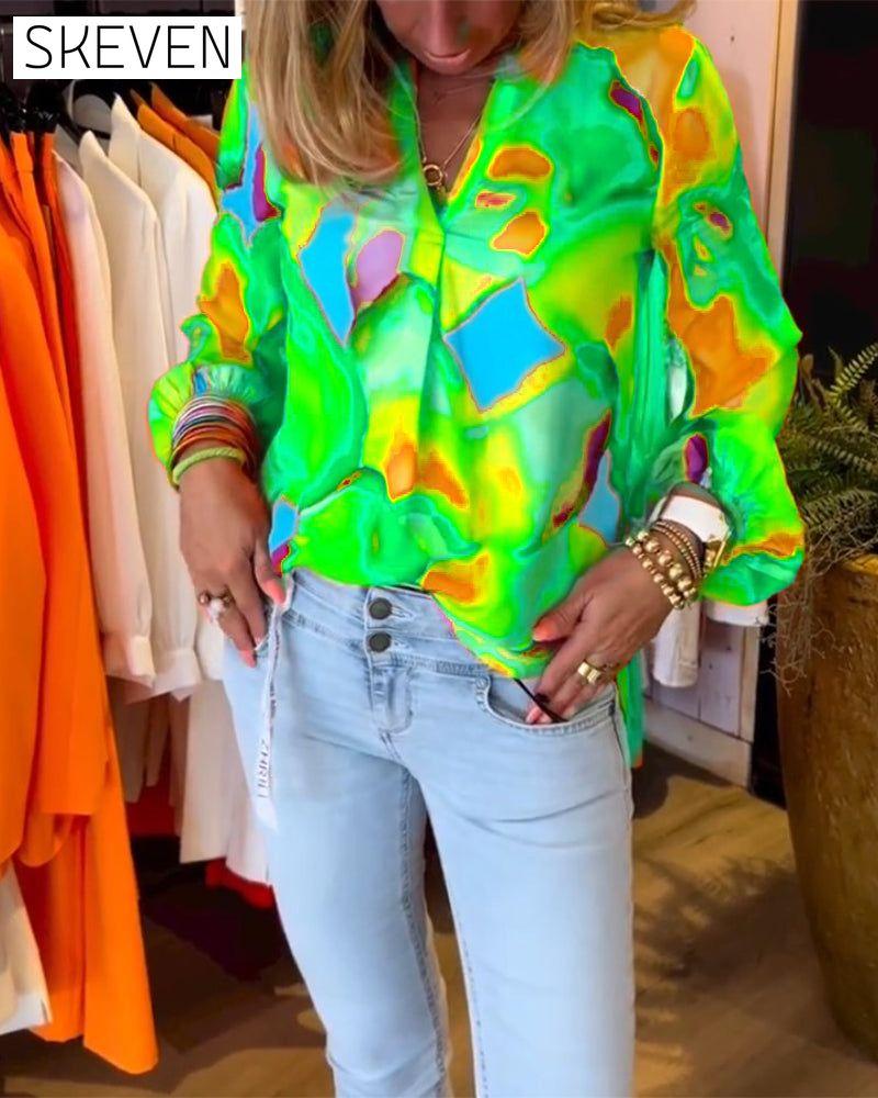 Blouse décontractée colorée à manches longues