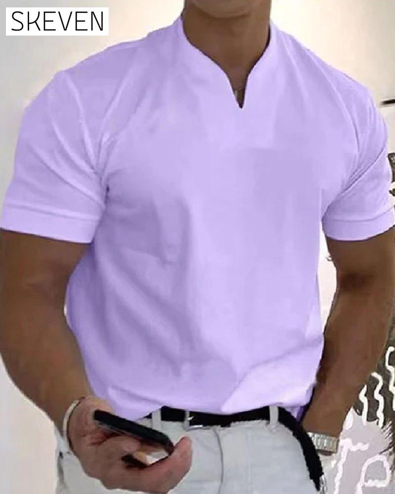 T-shirt uni à col en V
