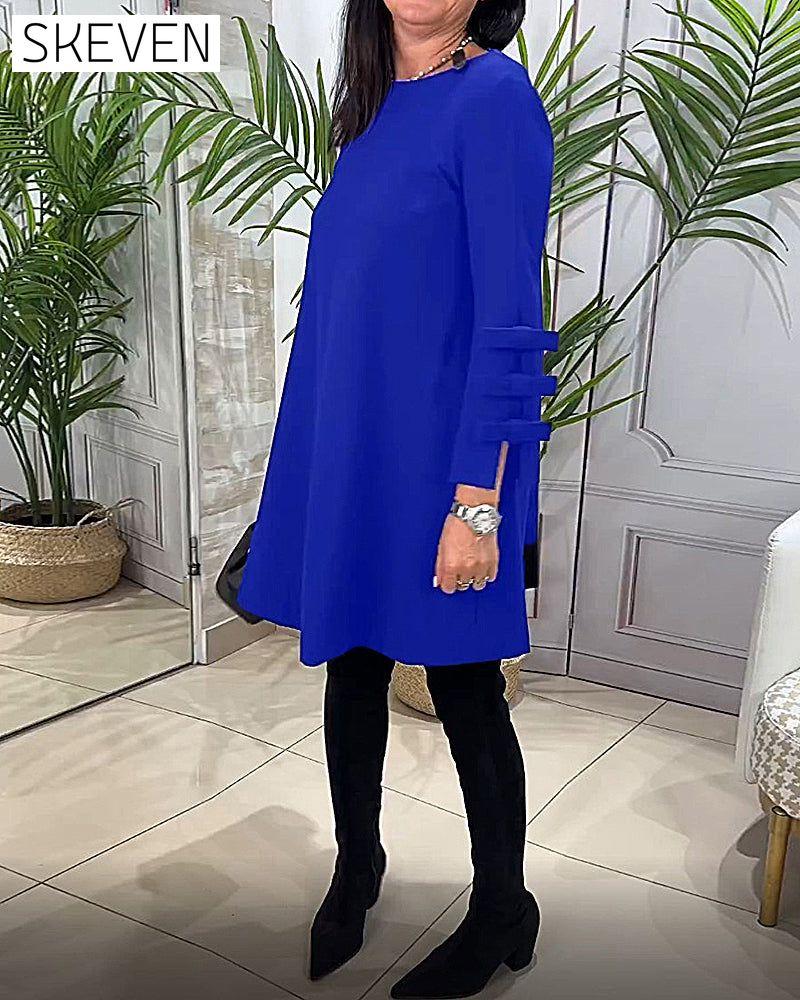 Casual Knee Length Dress with Long Sleeve