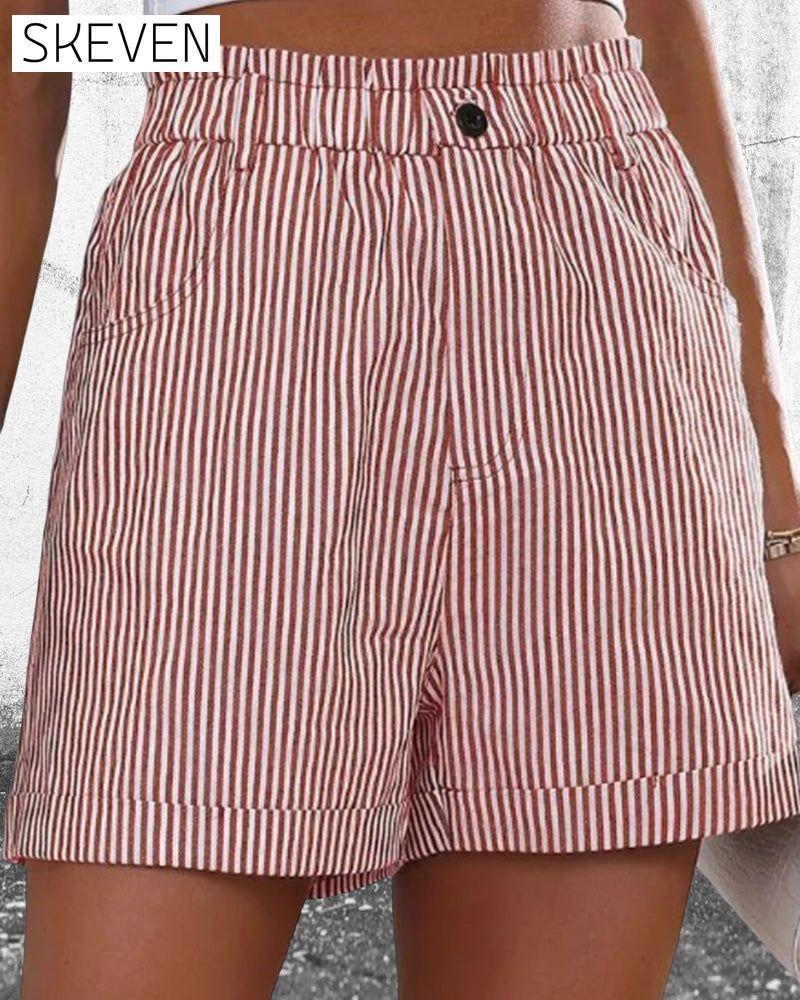 High Waist Stripe Print Shorts