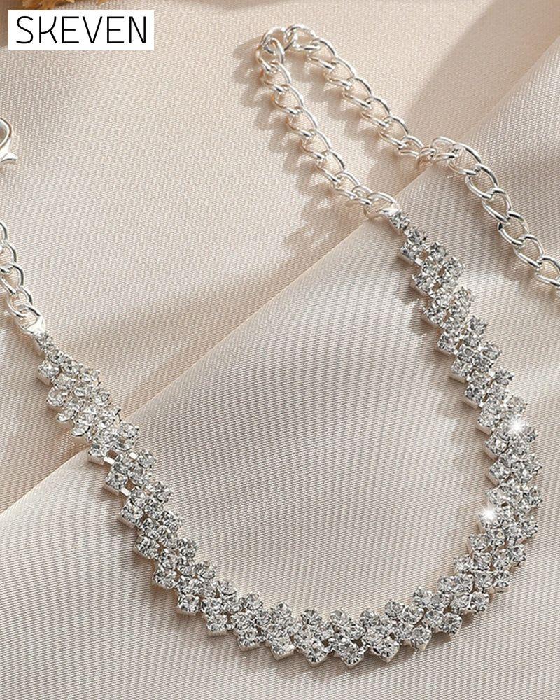 Unregelmäßiger Strass-Fußkettchen in Rautenform