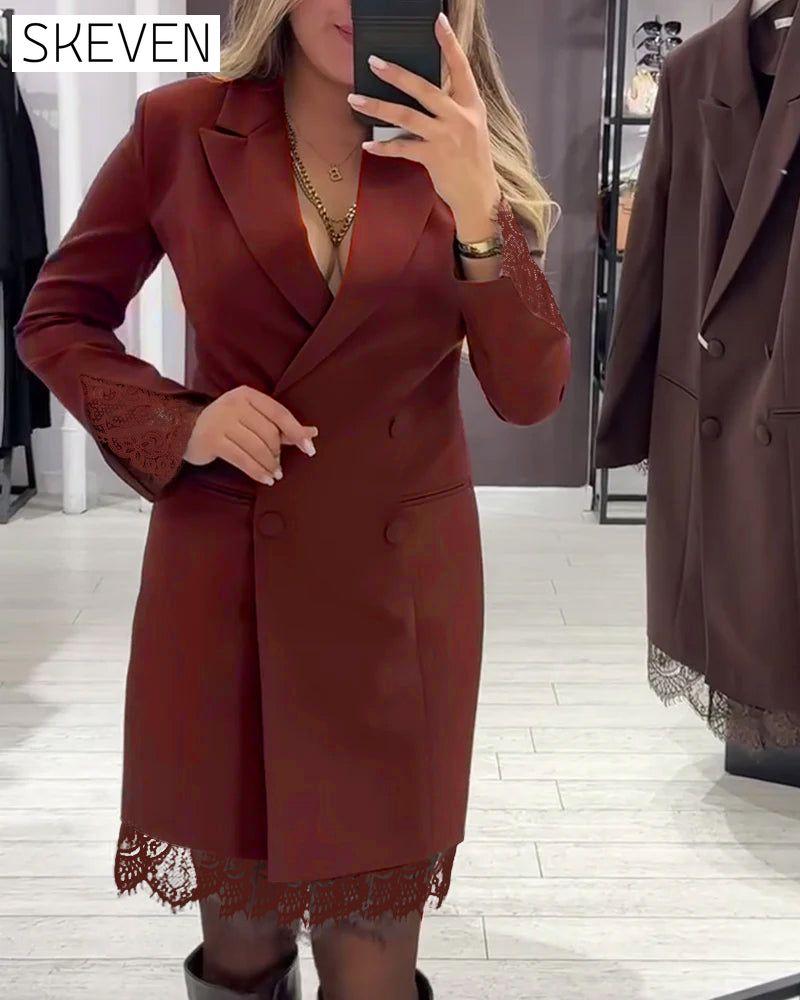 V-Neck Spliced Work Dress
