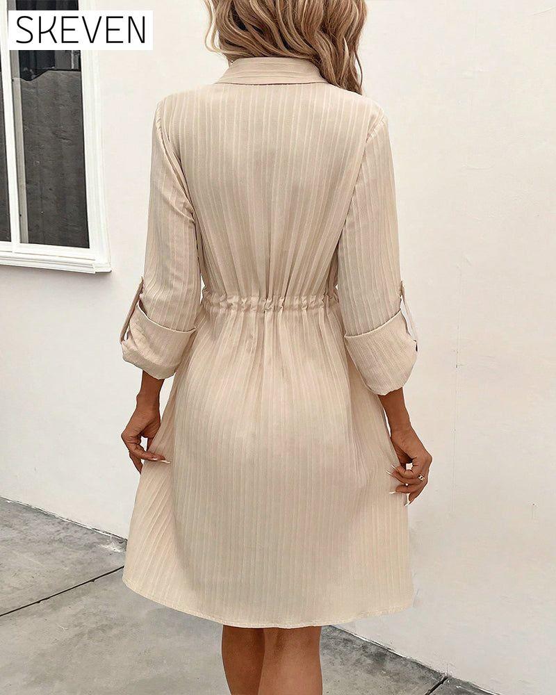 Solid color shirt dress