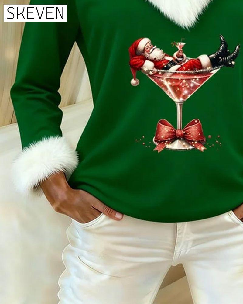 Langarmshirt mit Plüsch-Weihnachtsprint