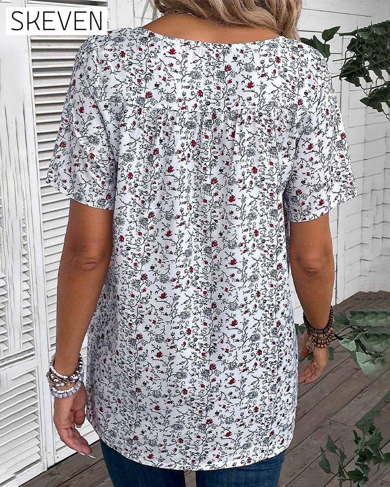 Rüschenbluse mit Blumenmuster