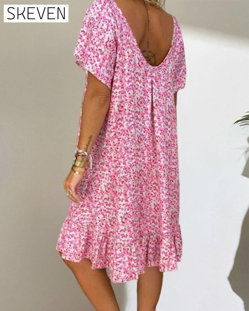 Floral Rrint Ruffle Sleeve Dress 23BF Casual Dresses Clothes Dresses SALE Spring Summer
