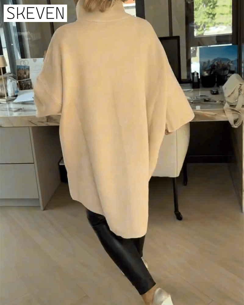 Stand Collar Half-Zip Loose Pullover