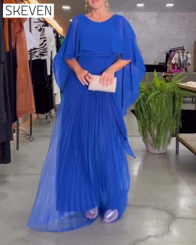 Maxikleid mit Rundhalsausschnitt und A-Linien-Form