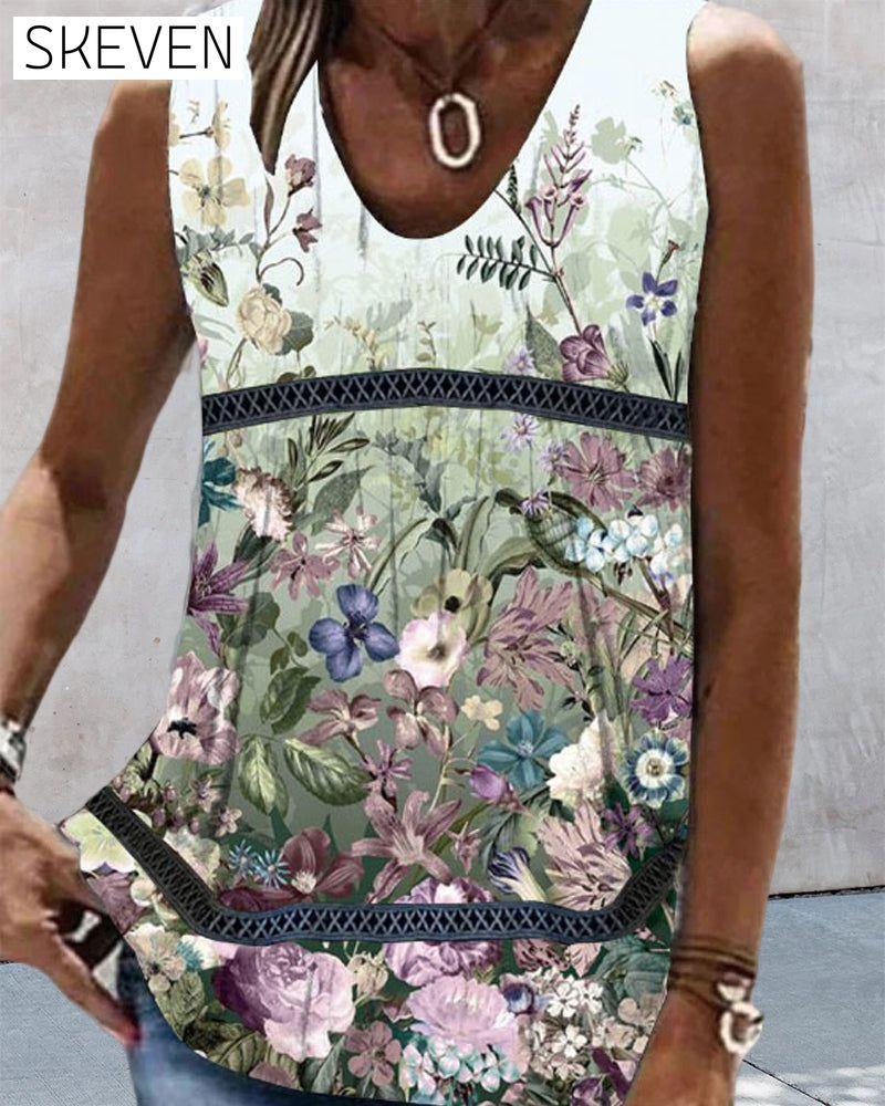 Floral and Paisley Print Tank Top