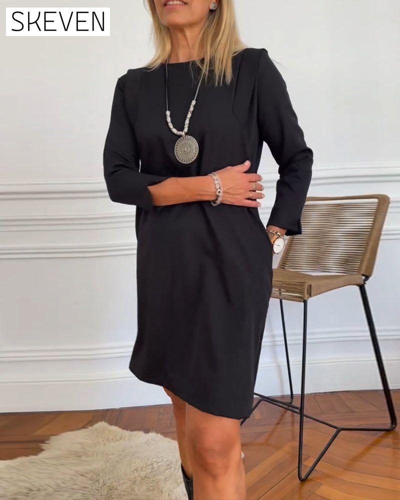 Robe élégante droite à manches longues