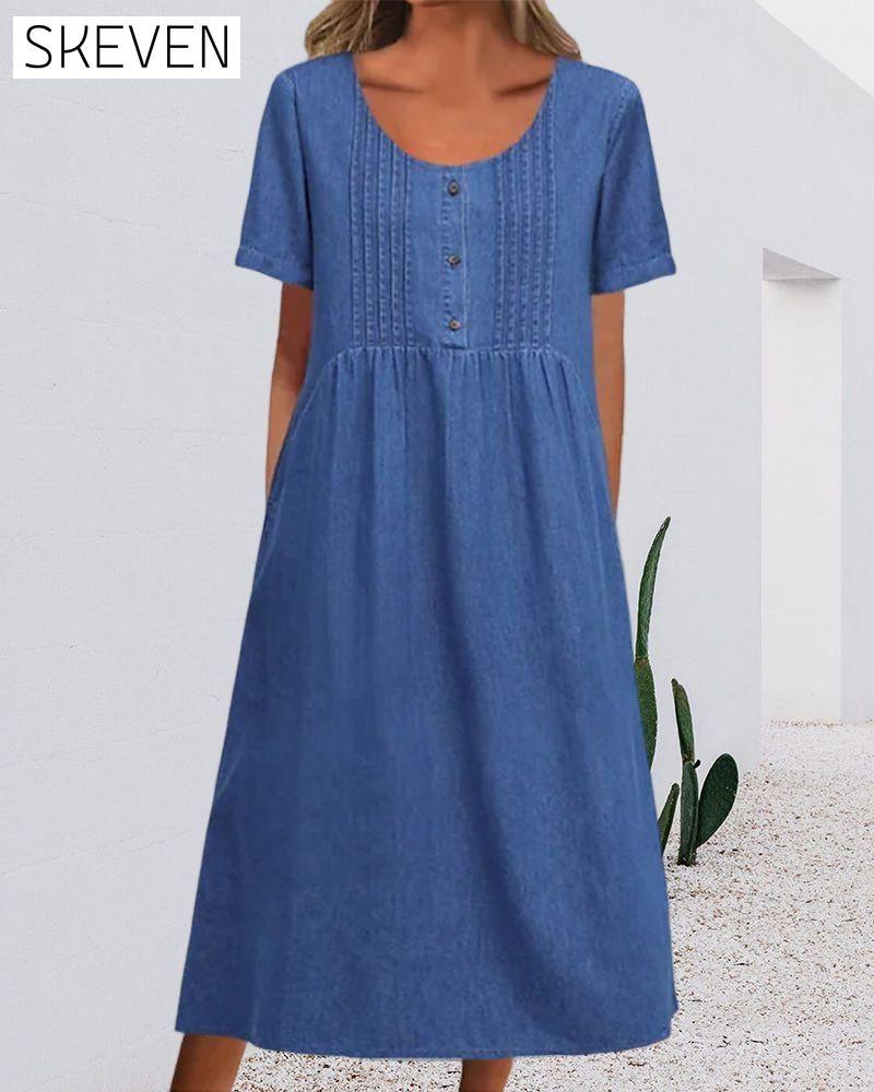 Denim short sleeve dress 23BF Casual Dresses Clothes Dresses
