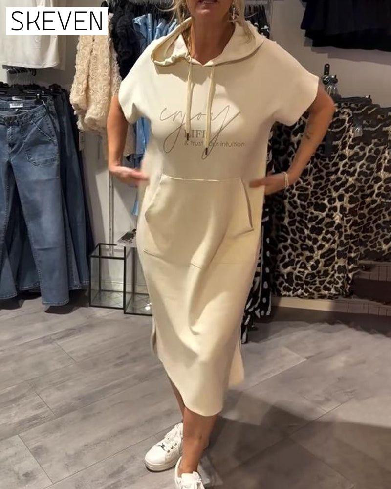 Hooded Casual Drawstring Dress