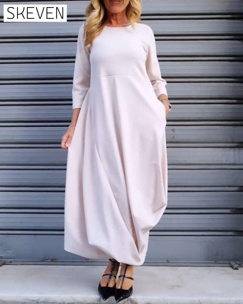 Simple solid color pocket dress White 2023 f/w 23BF casual dresses Clothes Dresses spring
