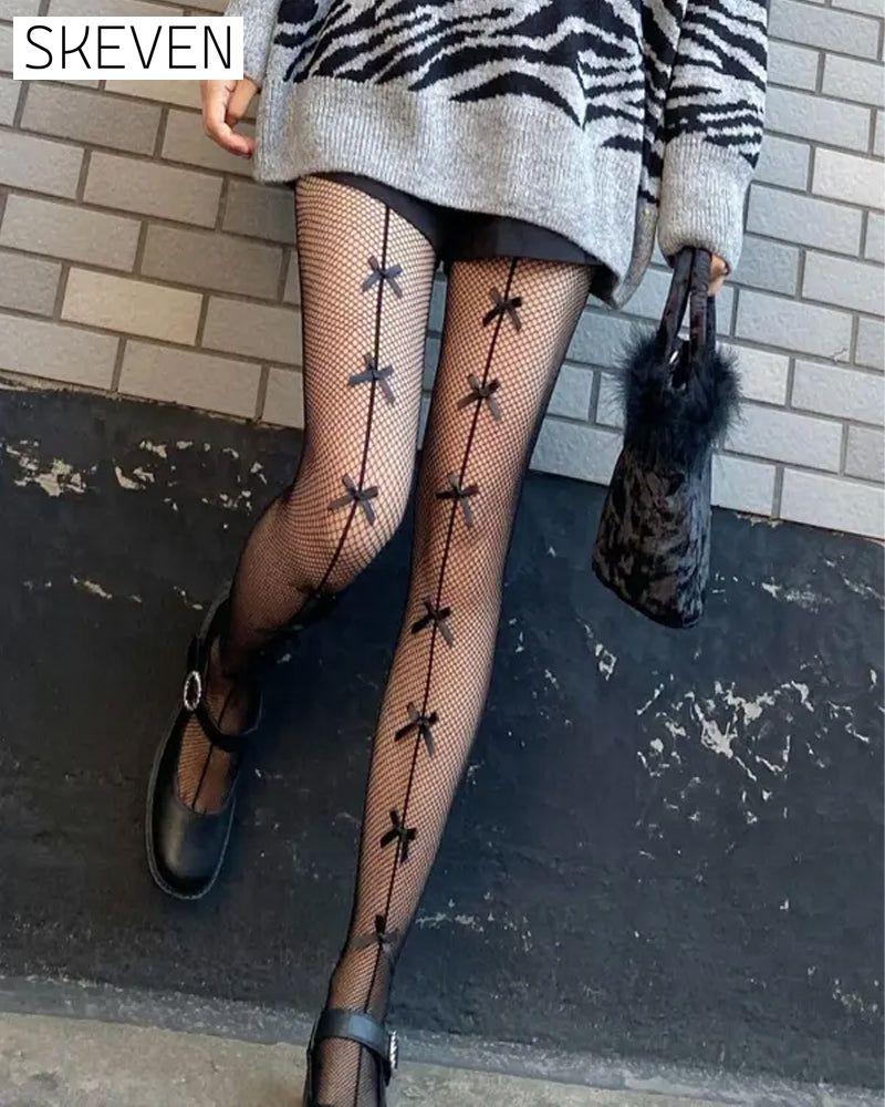 Women's Bow Decor Fishnet Tights
