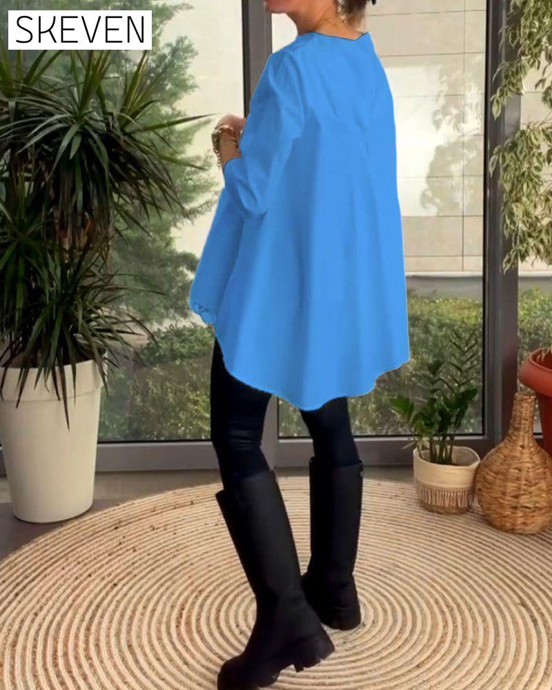 Solid color commuting top