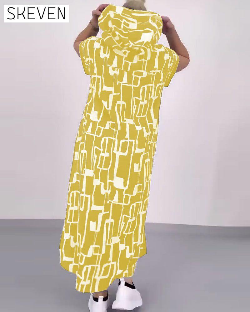 Robe ample contrastée à demi-zip