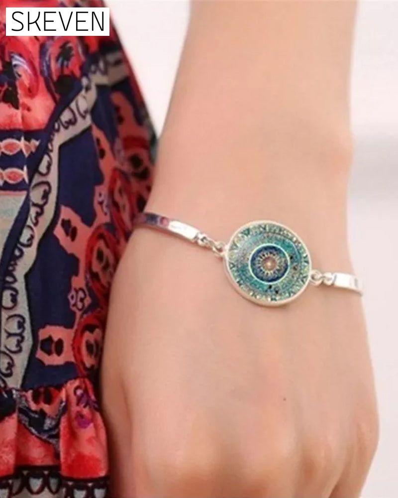 Mandala-Blumen-Edelstein-Halsketten-Set