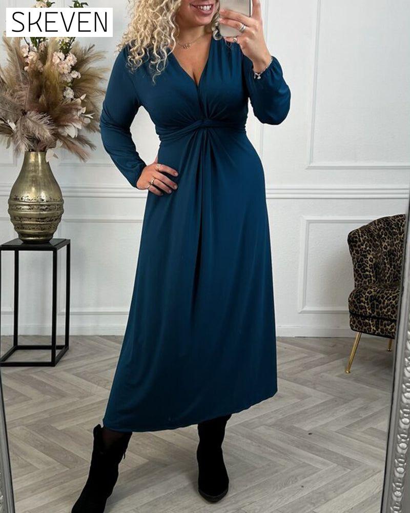 Sexy solid color Dress with Long Sleeve