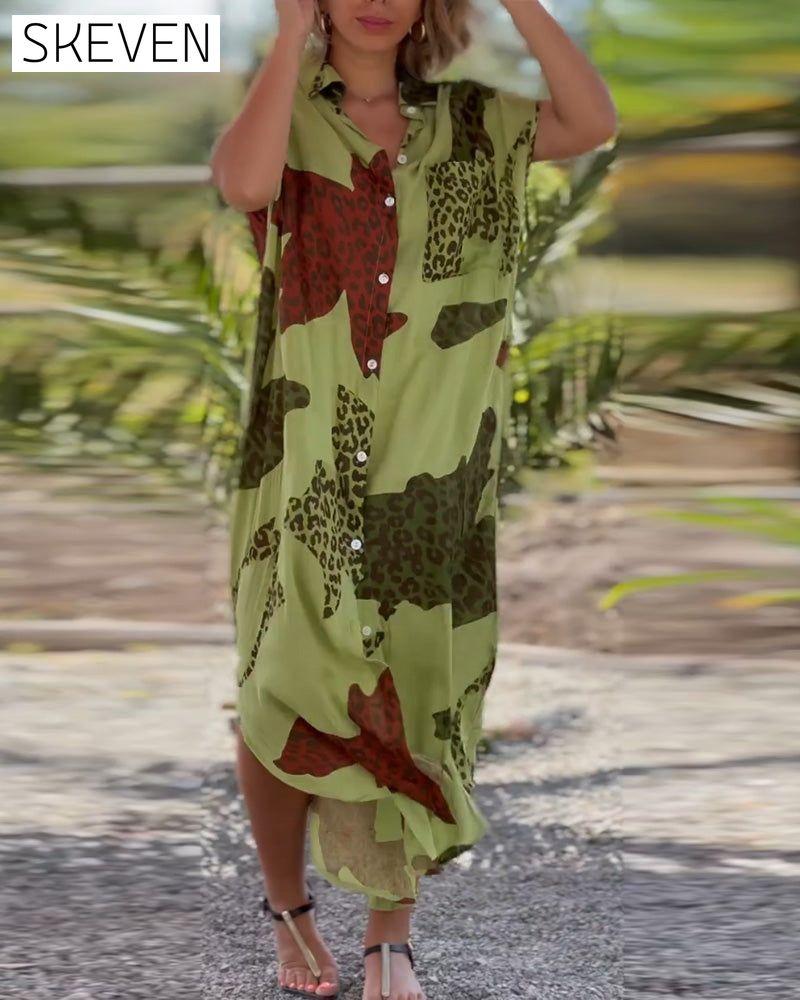 Short Sleeve Leopard Print Dress 23BF Casual Dresses Clothes Dresses Summer