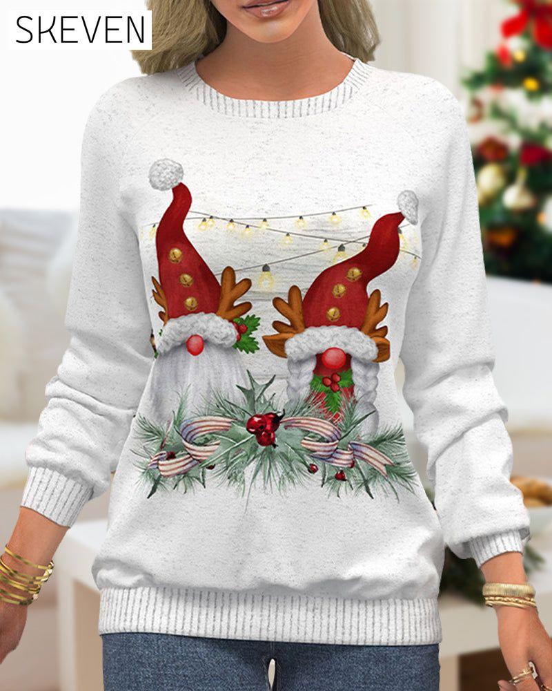 Pull de Noël à imprimé flocons de neige et manches raglan