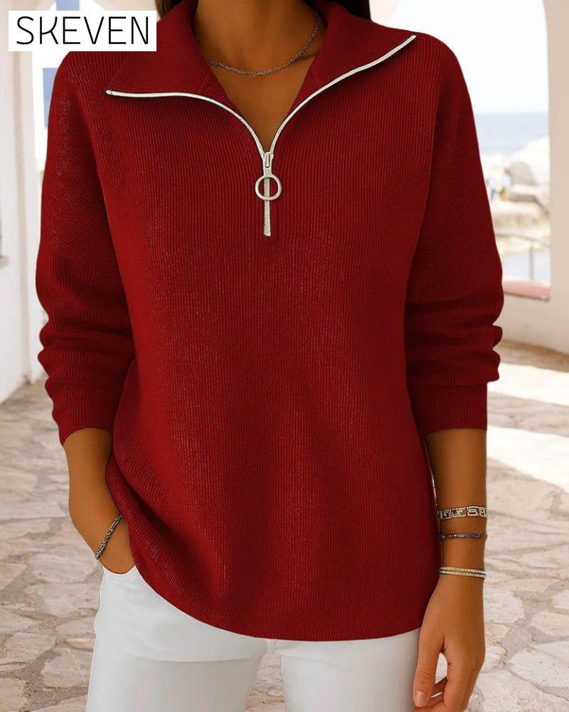 Modischer Pullover mit halbem Reißverschluss