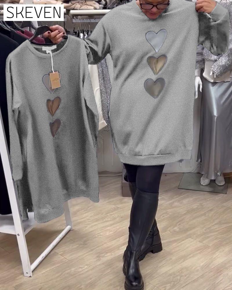 Casual Heart Pattern Shift Dress
