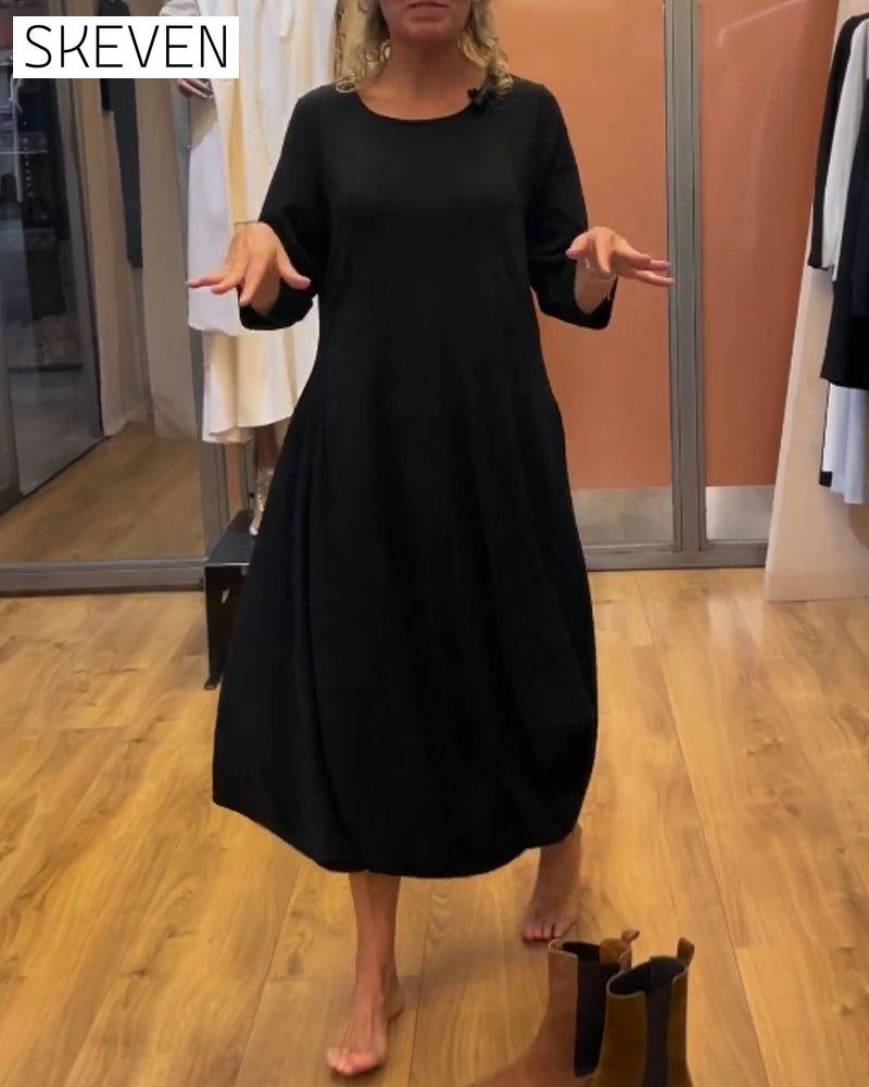 Long-sleeved crew neck dress