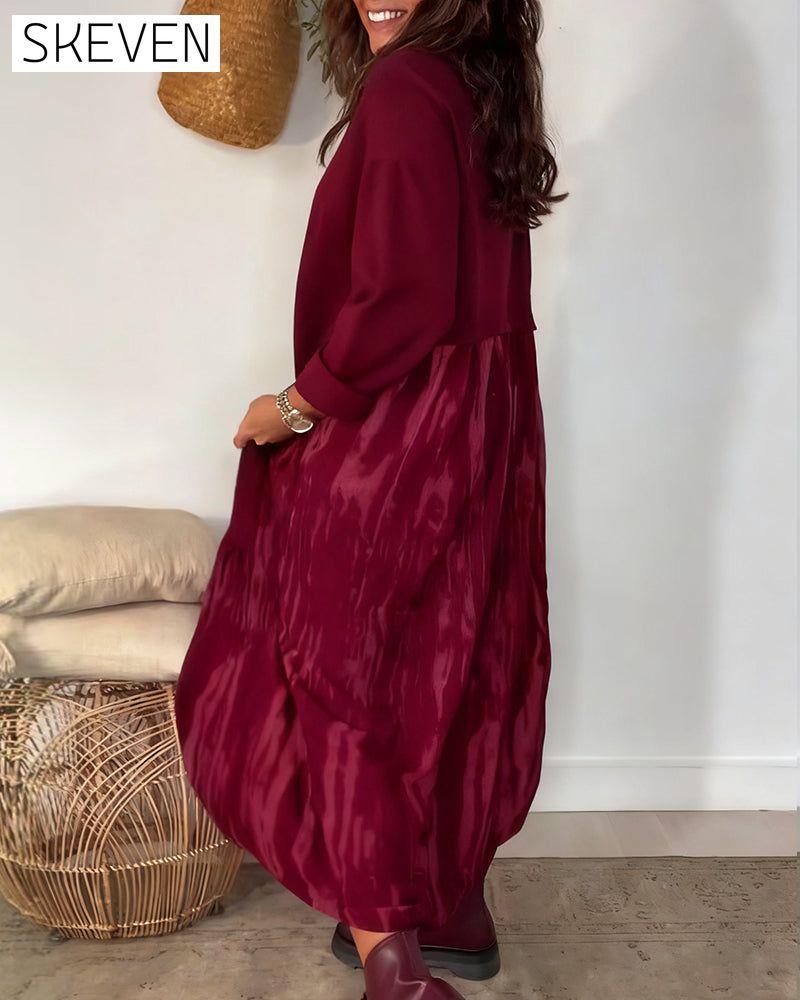 Kleid mit Rundhalsausschnitt und unregelmäßigem Patchwork-Muster