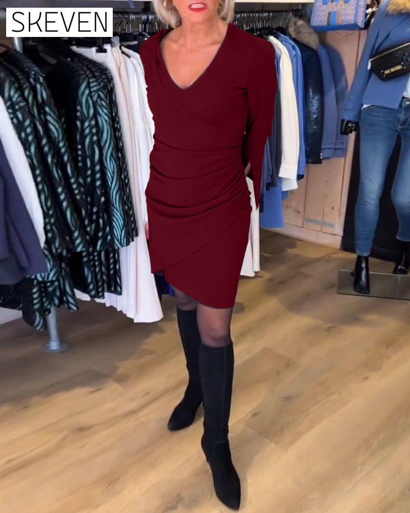 V-neck flare Sleeve dress