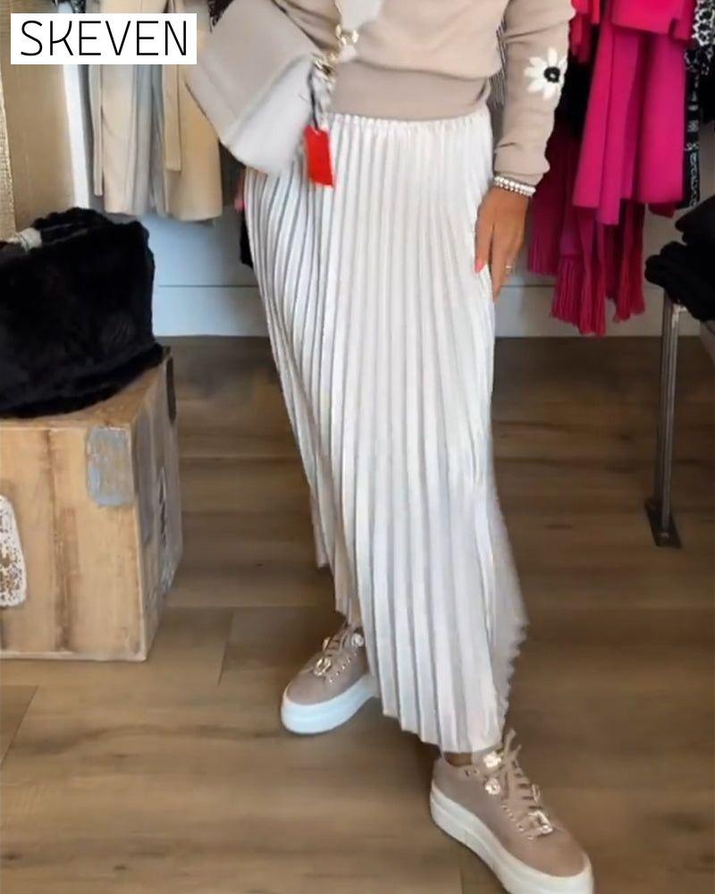 Pleated solid color dress