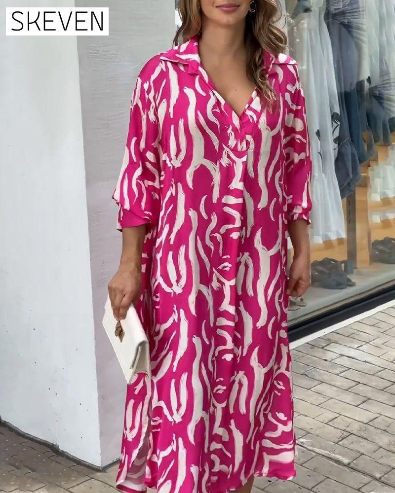 Lapel fashion dress in print 23BF Casual Dresses Clothes Dresses SALE Spring Summer
