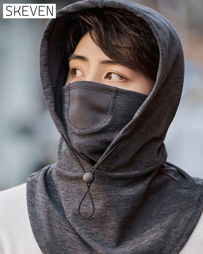 Hooded face mask with neck warmer for cycling