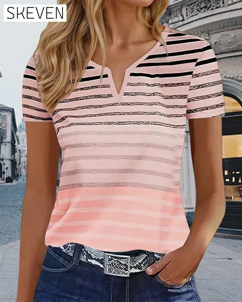 T-shirt slim rayé décontracté