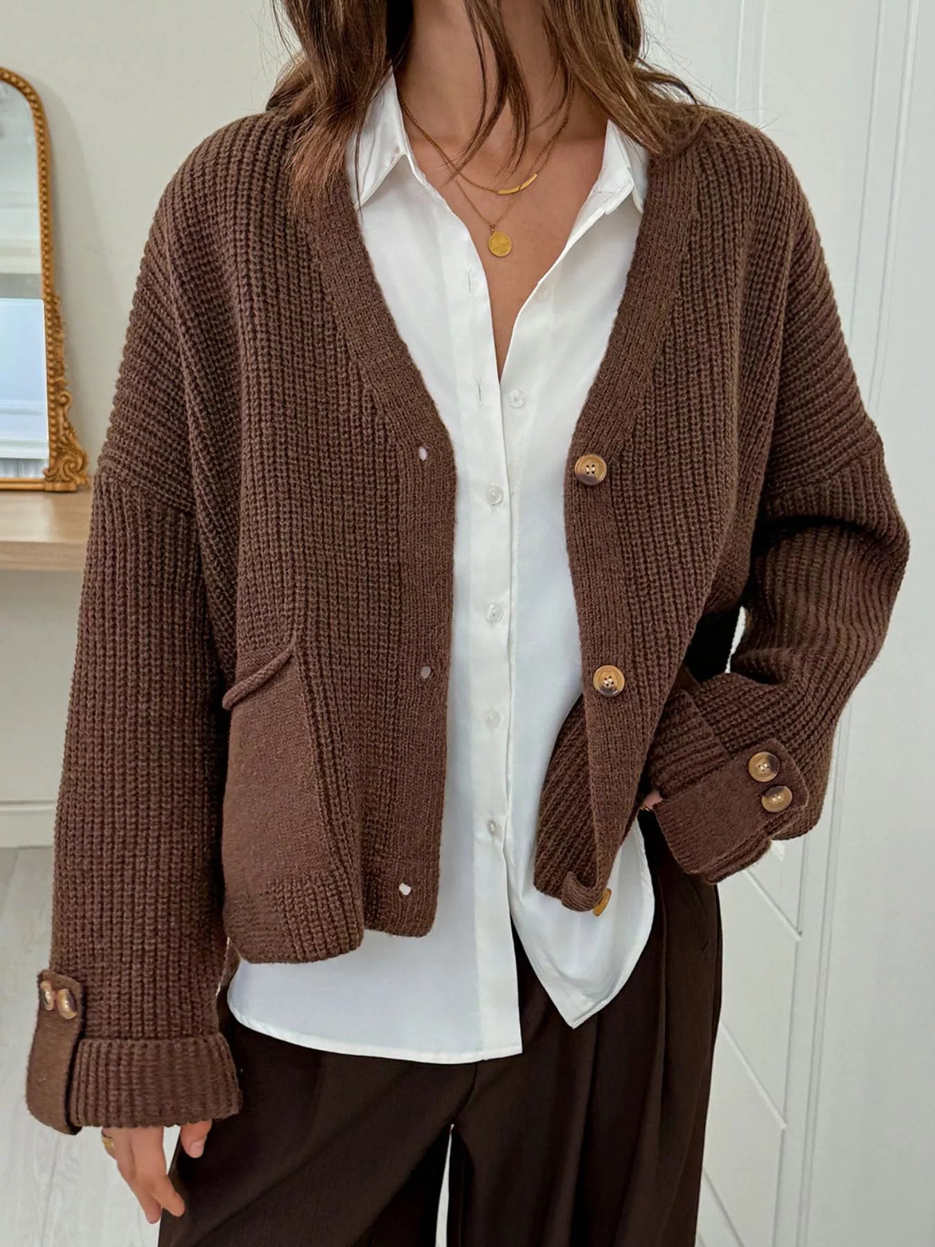 Chunky Knit Button-Down Cardigan