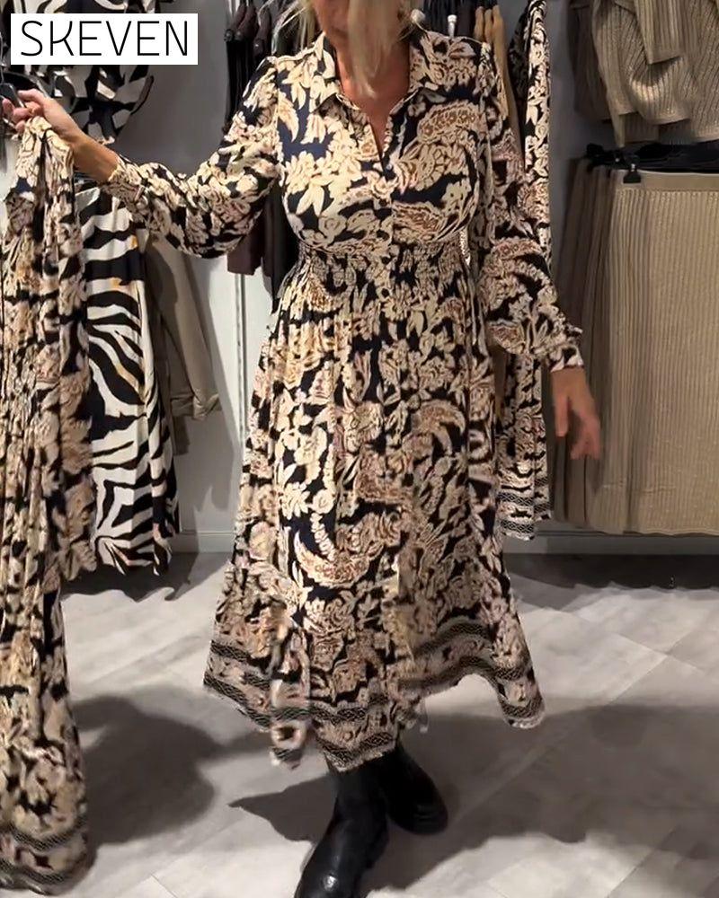Robe à revers imprimé