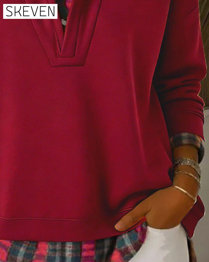 Zweiteiliger Kapuzenpullover mit Karomuster
